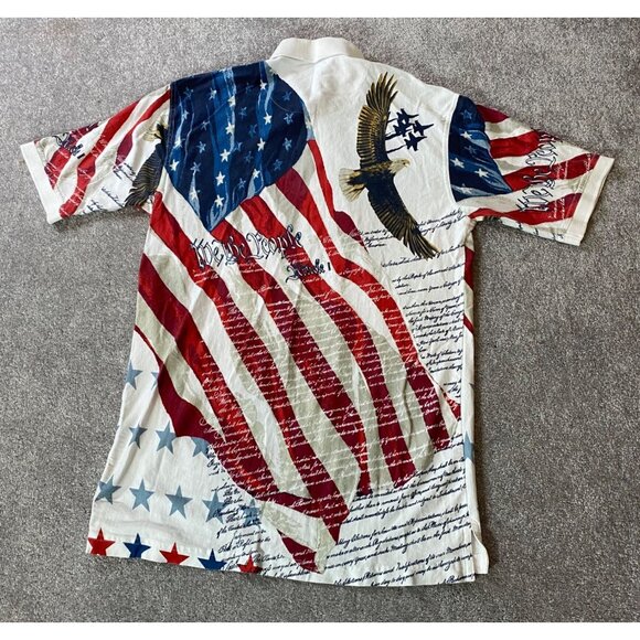Vintage Cotton Traders Sport American Flag Polo Shirt Cotton Medium - Picture 2 of 9
